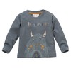 People_Wear_Organic Baby Langarm-Shirt ozean mit großem Monster-Motivdruck und Applikation